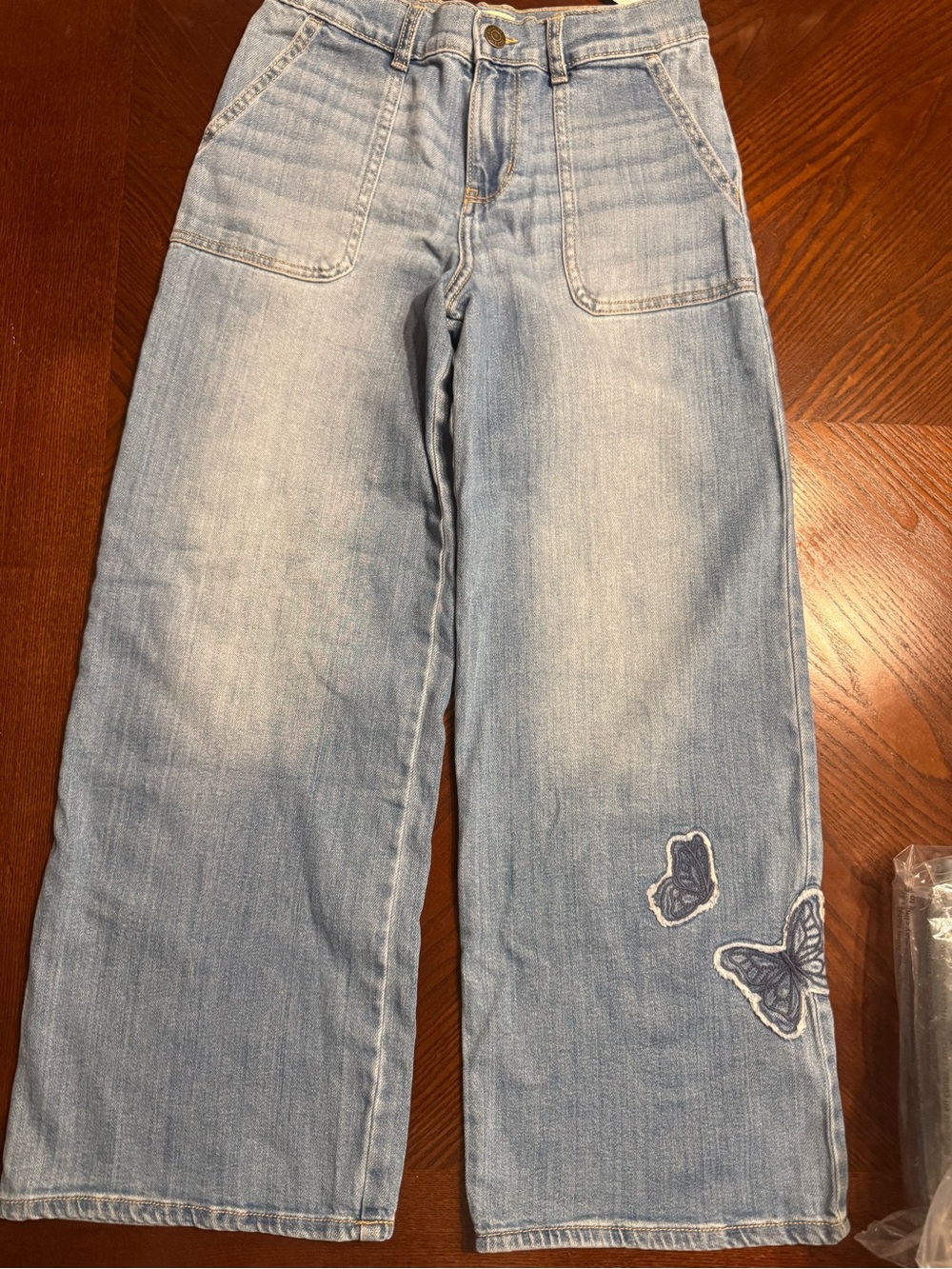 OshKosh B'gosh NWT Girls Baggy Butterfly Embroidered Jeans- Breeze Wash Sz 12